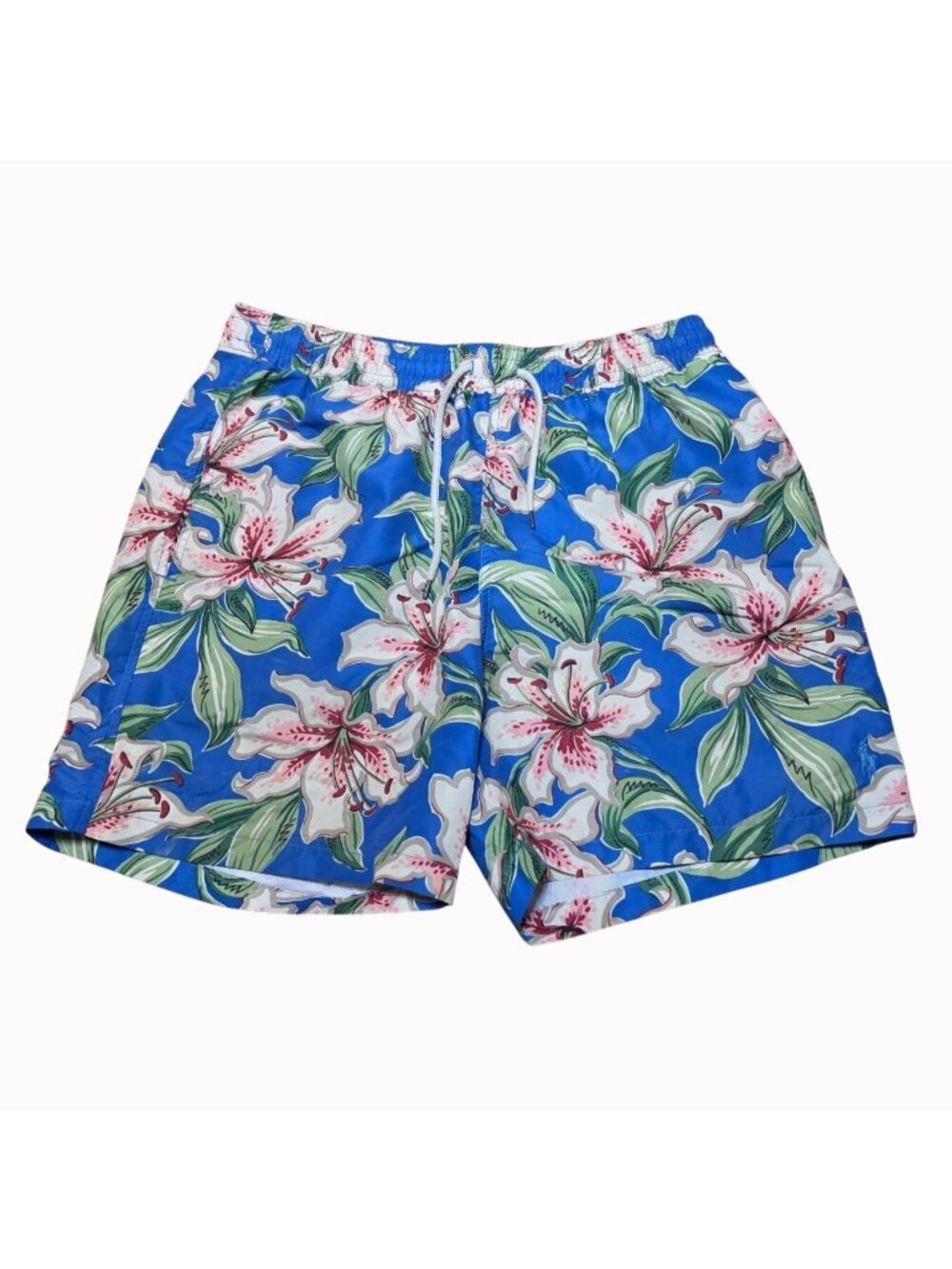 Polo Ralph Lauren Men's L Traveler Swim Trunks Seaside Lilies Floral Blue 5"